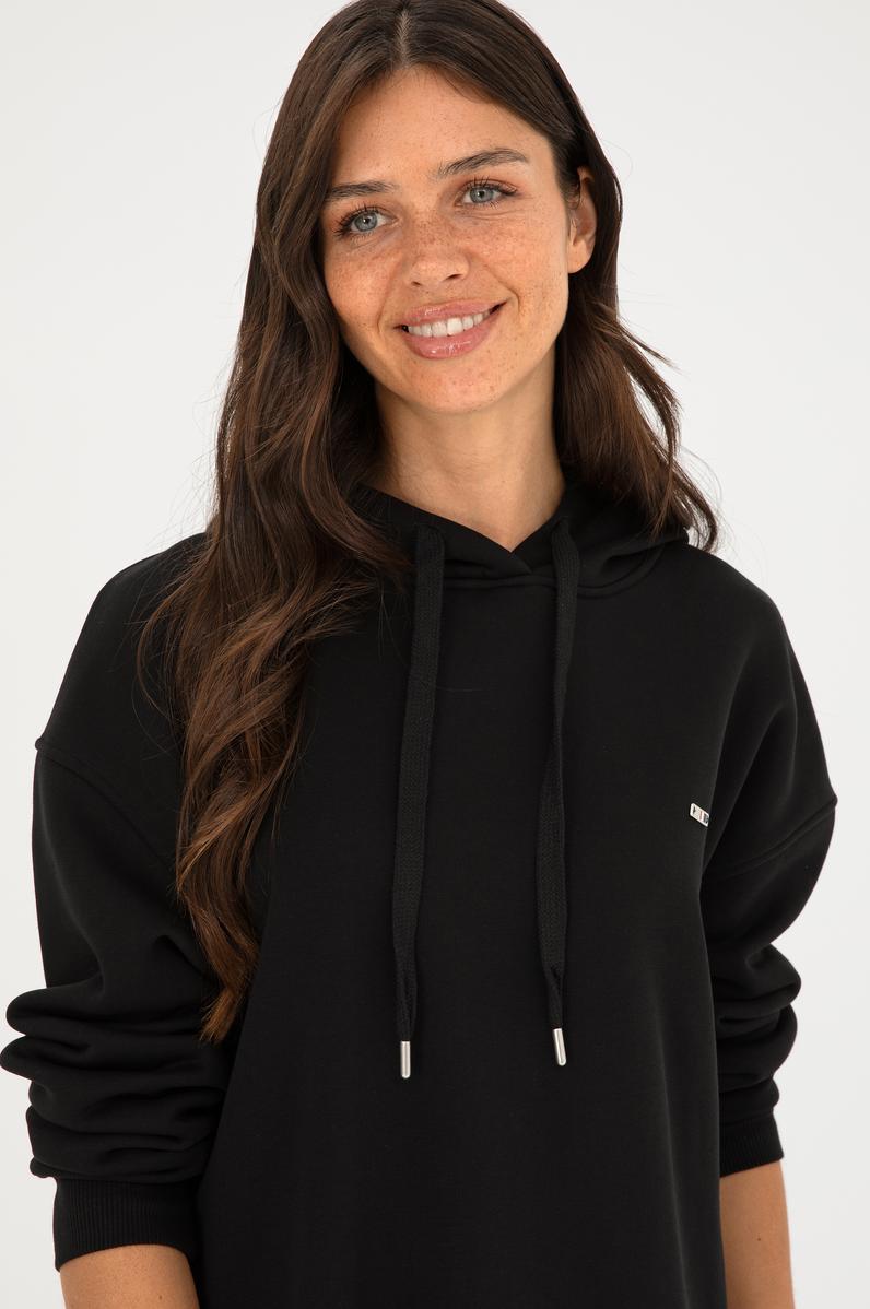 Kadın Siyah Kapüşonlu Sweatshirt