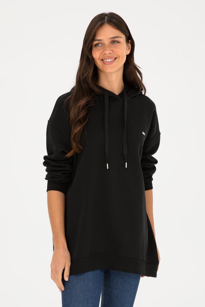 Kadın Siyah Kapüşonlu Sweatshirt