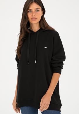 Kadın Siyah Kapüşonlu Sweatshirt - 50297078006