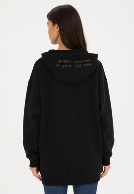 Kadın Siyah Kapüşonlu Sweatshirt - 50297078006