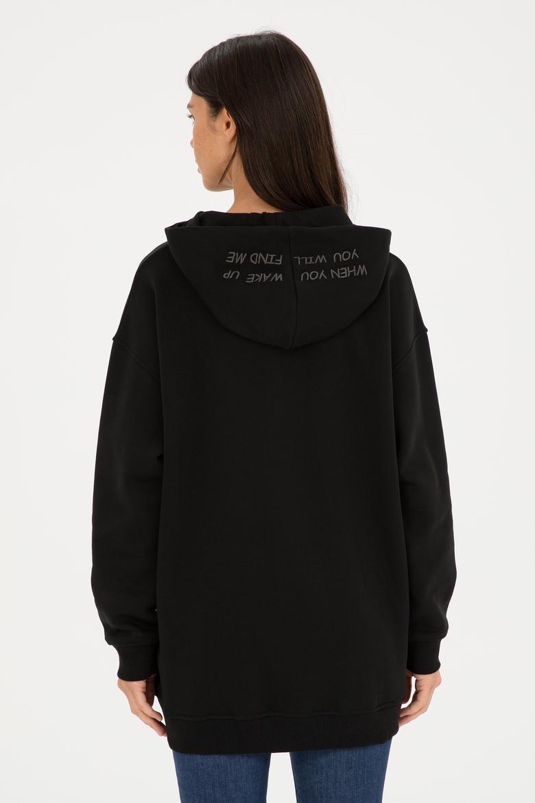 Kadın Siyah Kapüşonlu Sweatshirt - 50297078006