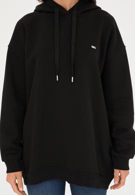 Kadın Siyah Kapüşonlu Sweatshirt - 50297078006