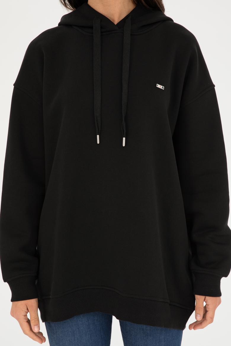 Kadın Siyah Kapüşonlu Sweatshirt - 50297078006
