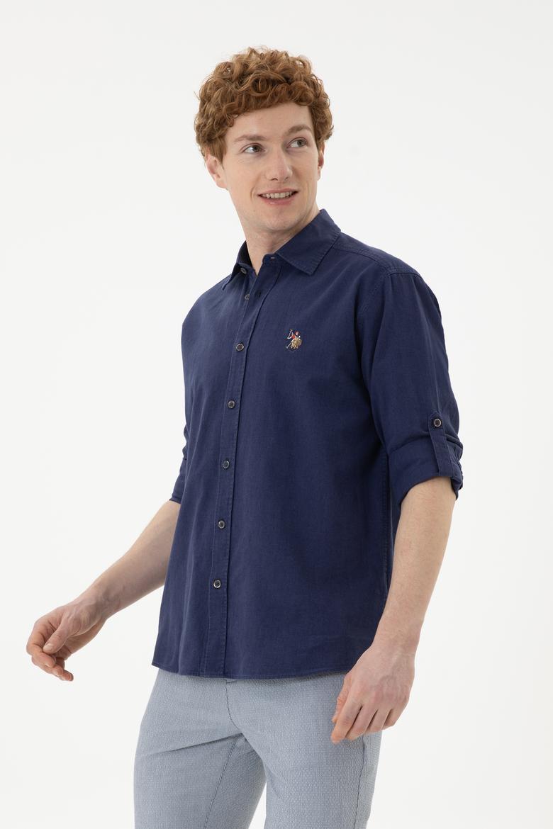 Erkek Lacivert Uzun Kollu Basic Gömlek - 50262880024