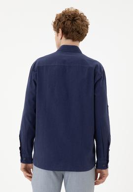 Erkek Lacivert Uzun Kollu Basic Gömlek - 50262880024