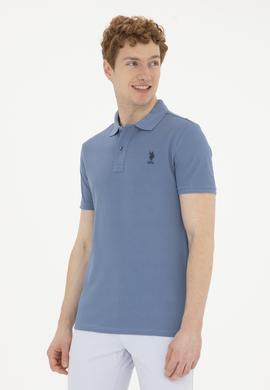 Erkek Slim Fit Polo Yaka İndigo Basic Tişört - 50263238084