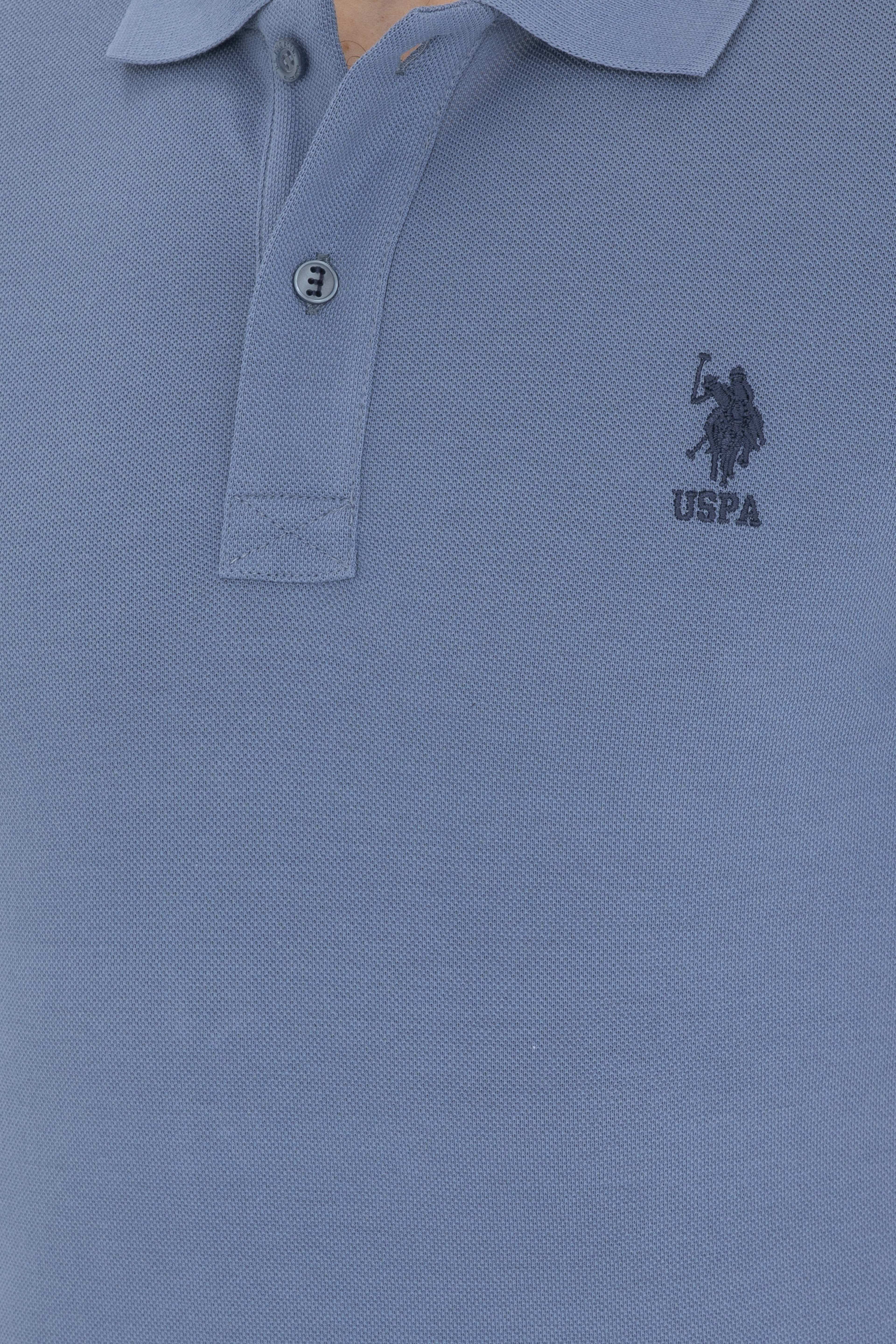 Erkek Slim Fit Polo Yaka İndigo Basic Tişört