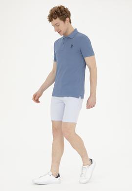 Erkek Slim Fit Polo Yaka İndigo Basic Tişört - 50263238084