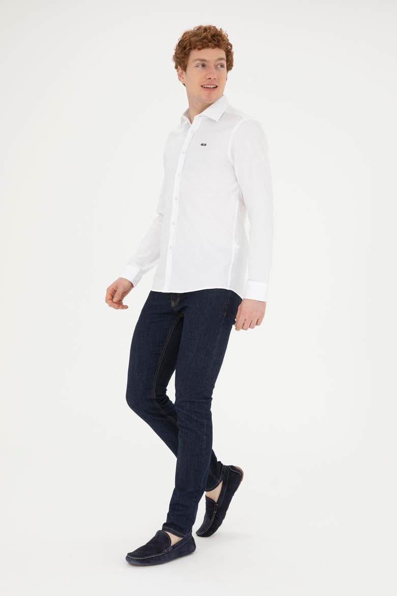 Erkek Beyaz Uzun Kollu Basic Gömlek - 50282608043