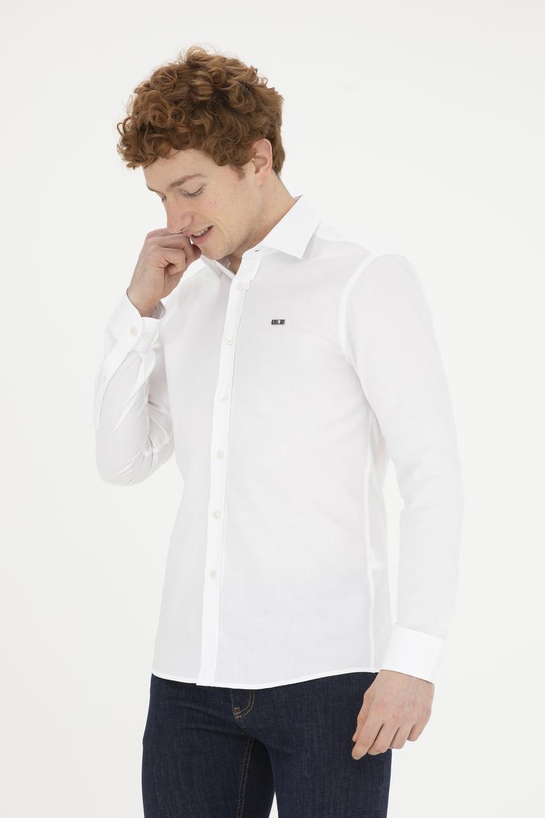 Erkek Beyaz Uzun Kollu Basic Gömlek - 50282608043