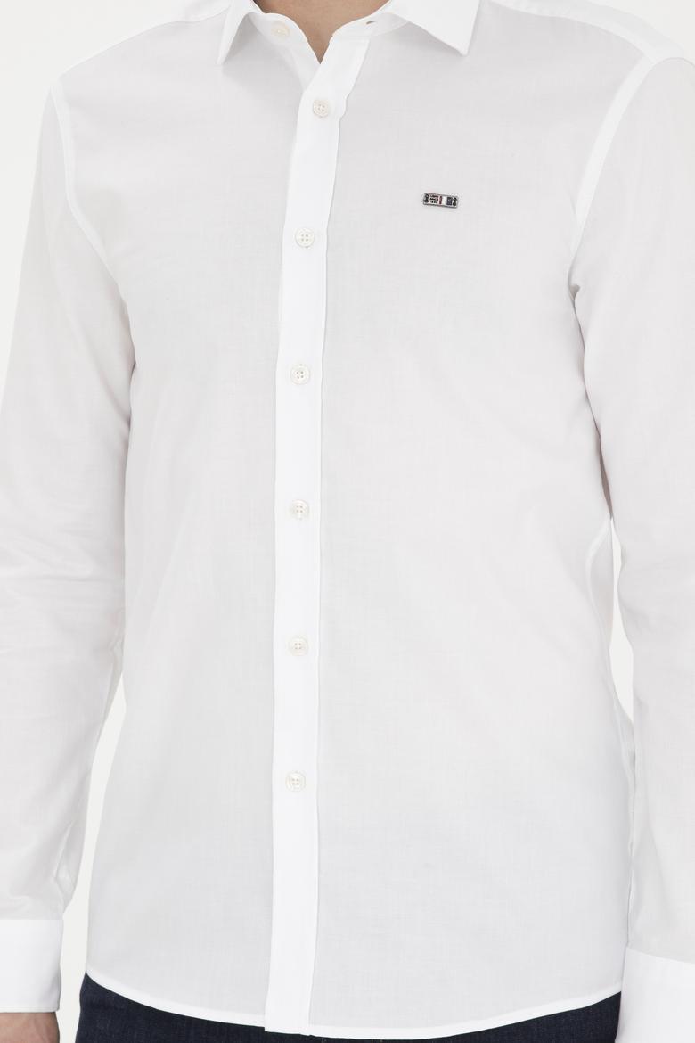 Erkek Beyaz Uzun Kollu Basic Gömlek - 50282608043