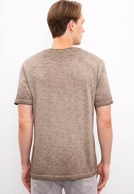 Erkek Koyu Haki Bisiklet Yaka T-Shirt - 50220099021