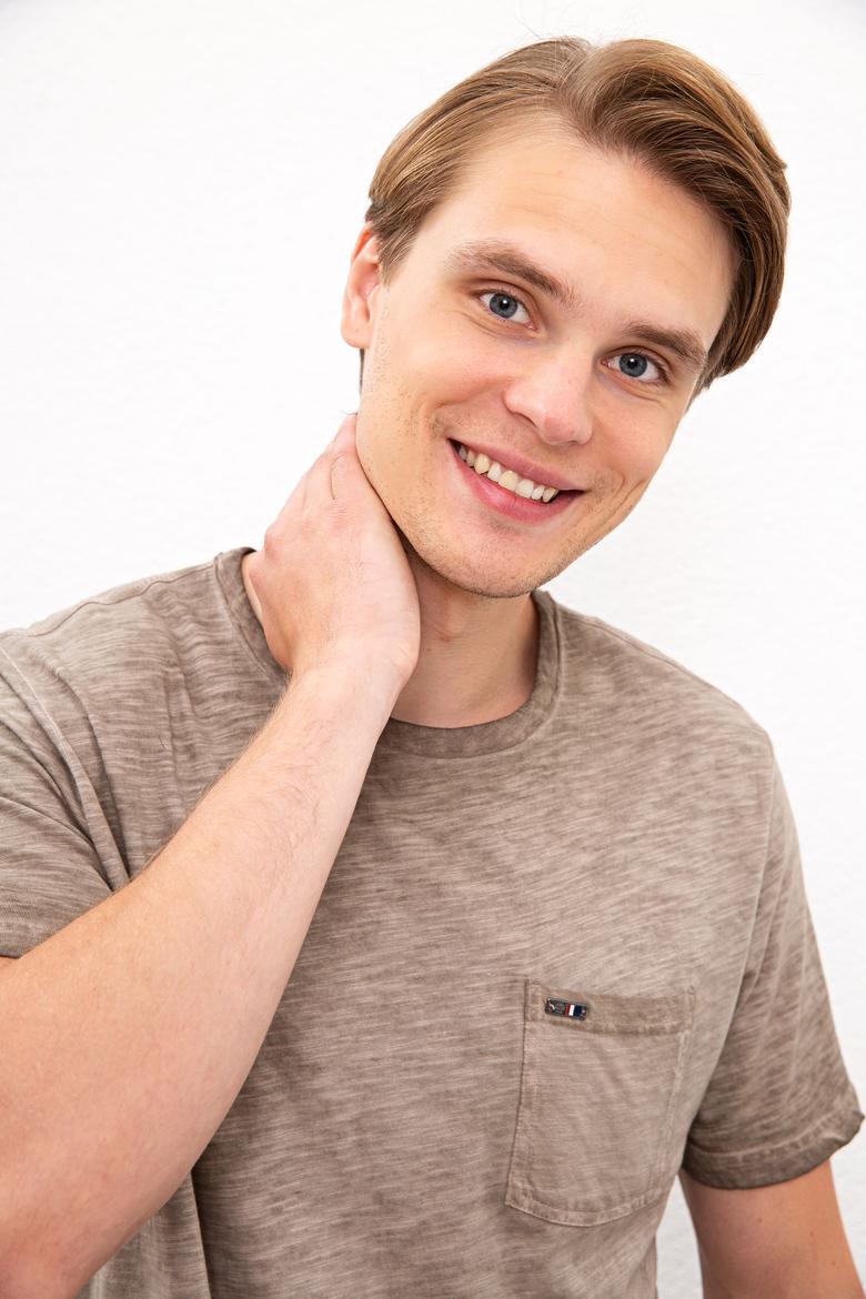 Erkek Koyu Haki Bisiklet Yaka T-Shirt - 50220099021