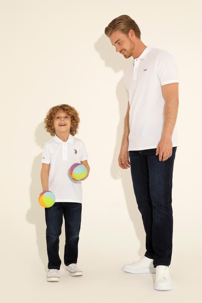 Erkek Çocuk Beyaz Basic Polo Yaka Tişört