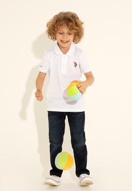 Erkek Çocuk Beyaz Basic Polo Yaka Tişört - 50284814051