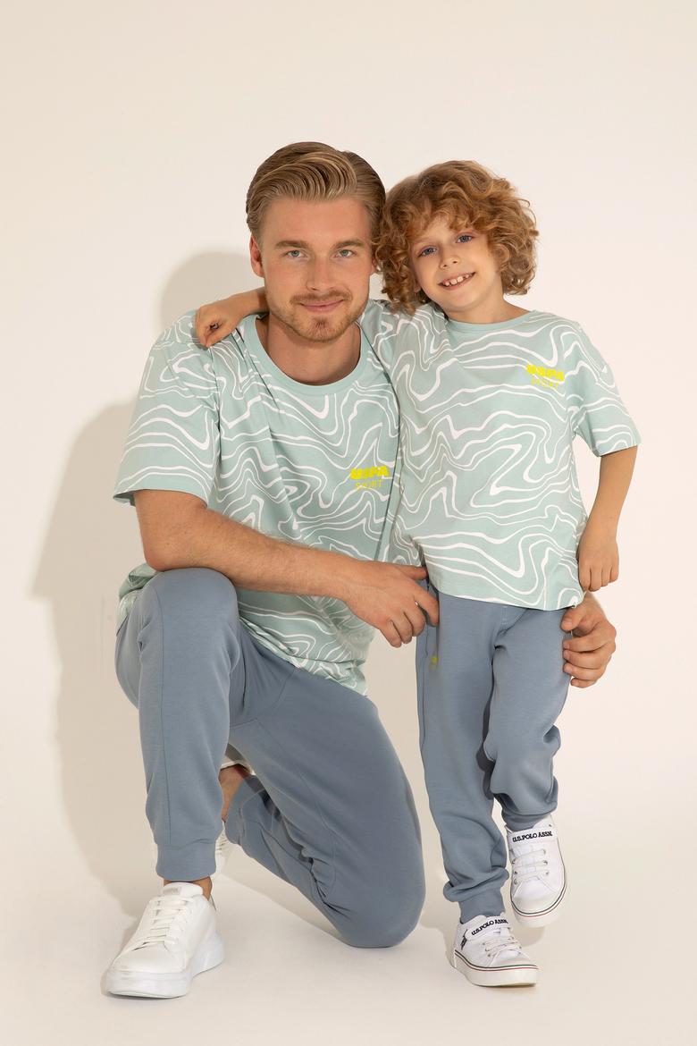 Erkek Çocuk Su Yeşili Bisiklet Yaka Tişört