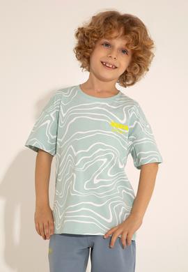 Erkek Çocuk Su Yeşili Bisiklet Yaka Tişört - 50281838038