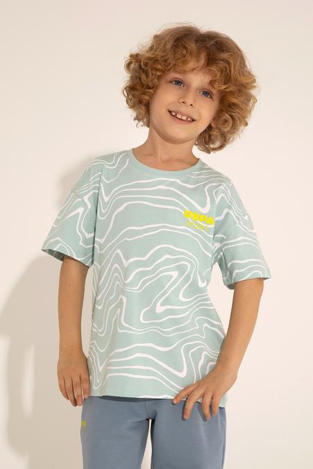 Erkek Çocuk Su Yeşili Bisiklet Yaka Tişört