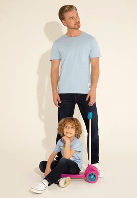 Erkek Regular Fit Bisiklet Yaka Açık Mavi Tişört - 50287085071