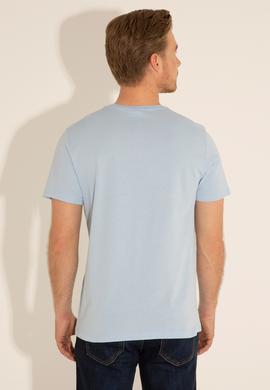 Erkek Regular Fit Bisiklet Yaka Açık Mavi Tişört - 50287085071