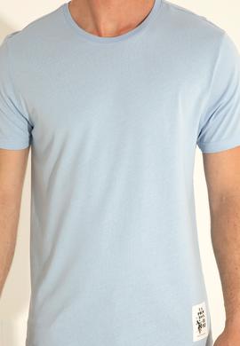 Erkek Regular Fit Bisiklet Yaka Açık Mavi Tişört - 50287085071