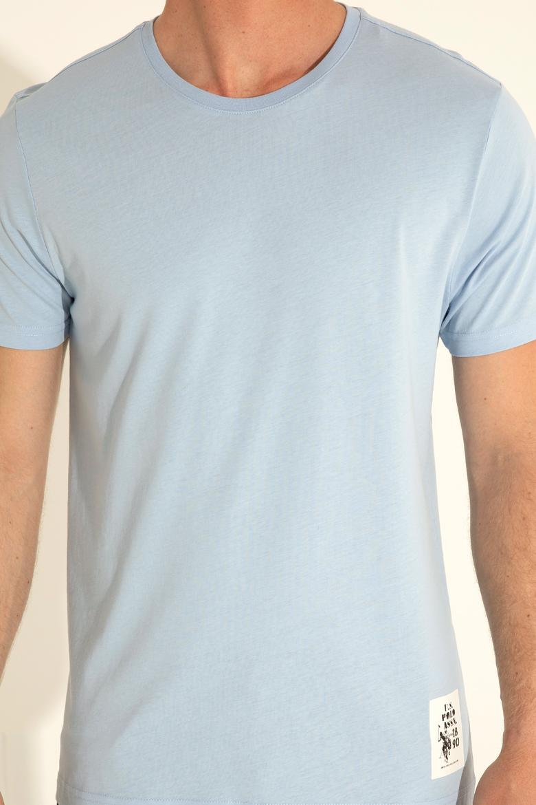 Erkek Regular Fit Bisiklet Yaka Açık Mavi Tişört - 50287085071