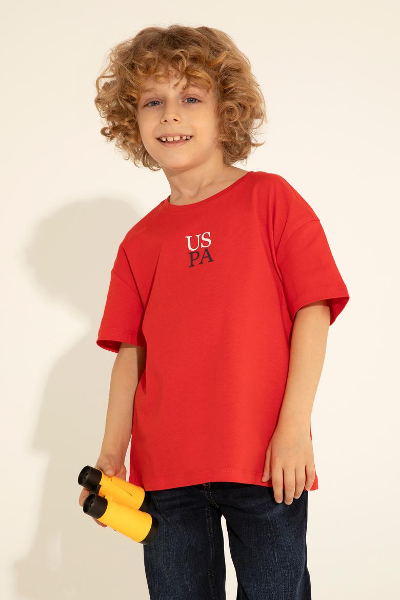 Erkek Çocuk Kırmızı Oversize Bisiklet Yaka Tişört - 50289202081