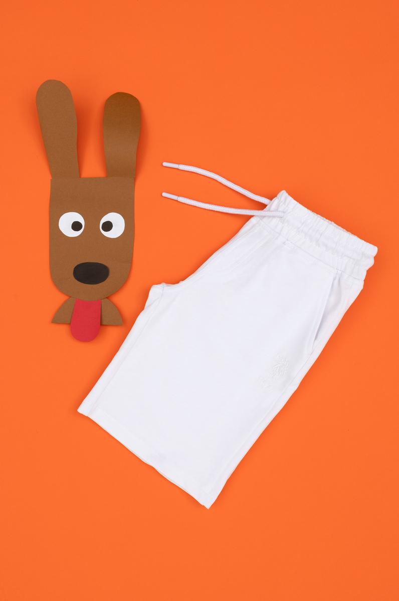 Erkek Çocuk Beyaz Örme Şort