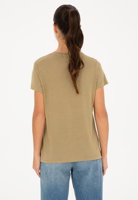 Kadın Haki V Yaka Tişört - 50286055008