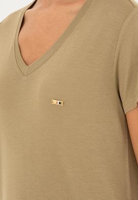 Kadın Haki V Yaka Tişört - 50286055008