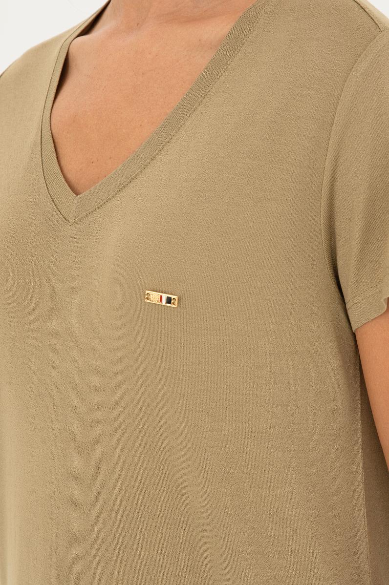 Kadın Haki V Yaka Tişört