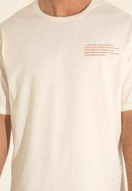 Erkek Comfort Fit Bisiklet Yaka Ekru Tişört - 50281566019