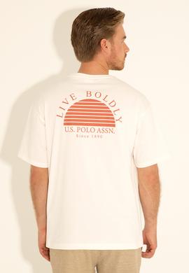 Erkek Comfort Fit Bisiklet Yaka Ekru Tişört - 50281566019