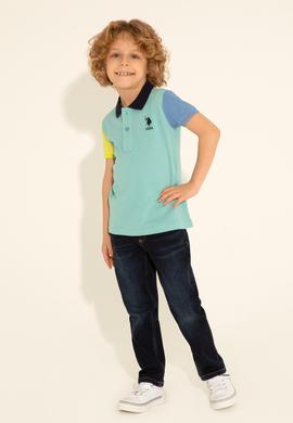 Erkek Çocuk Su Yeşili Polo Yaka Tişört - 50284797019