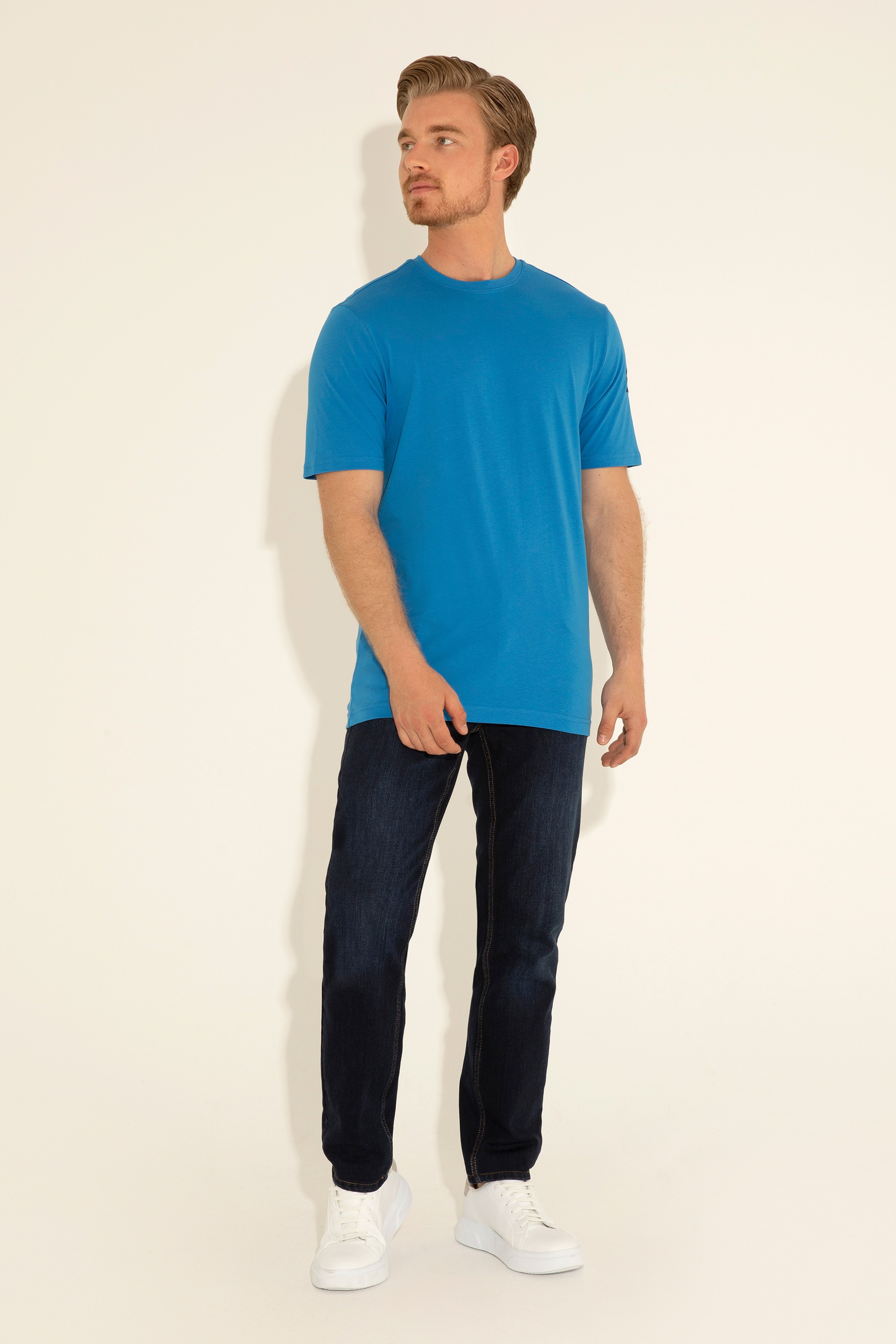 Erkek Regular Fit Bisiklet Yaka Saks Basic Tişört