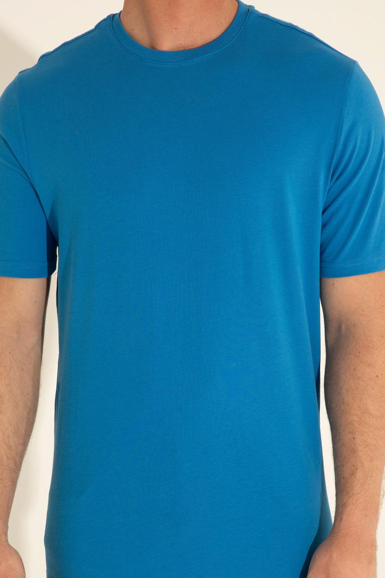 Erkek Regular Fit Bisiklet Yaka Saks Basic Tişört - 50284618083