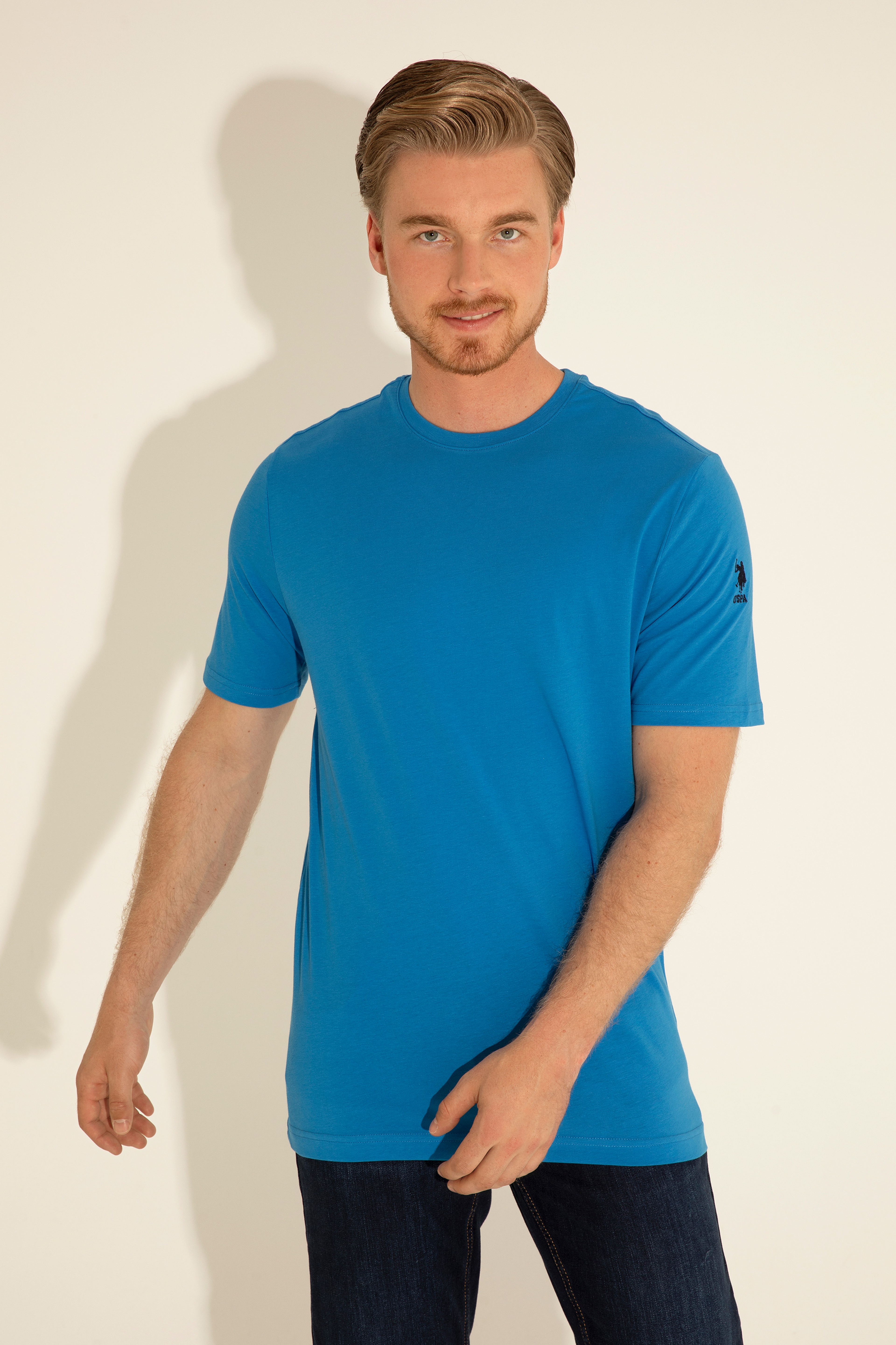 Erkek Regular Fit Bisiklet Yaka Saks Basic Tişört - Image 4