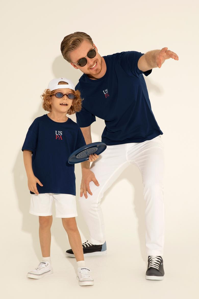 Erkek Çocuk Lacivert Oversize Bisiklet Yaka Tişört