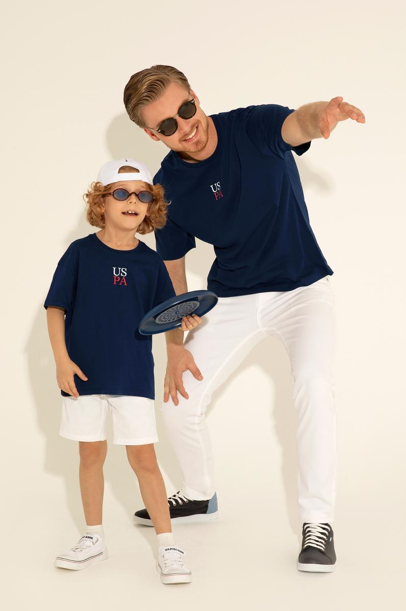 Erkek Çocuk Lacivert Oversize Bisiklet Yaka Tişört