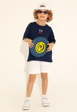 Erkek Çocuk Lacivert Oversize Bisiklet Yaka Tişört - 50289202094