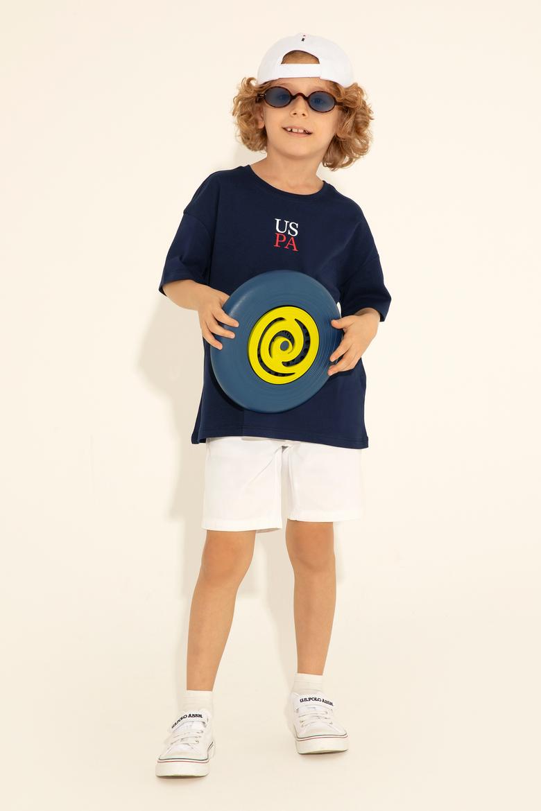 Erkek Çocuk Lacivert Oversize Bisiklet Yaka Tişört - 50289202094