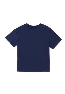 Erkek Çocuk Lacivert Oversize Bisiklet Yaka Tişört - 50289202094