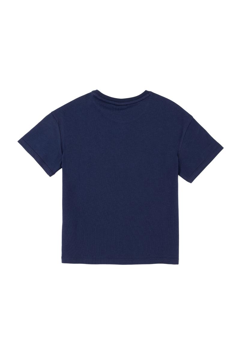 Erkek Çocuk Lacivert Oversize Bisiklet Yaka Tişört - 50289202094