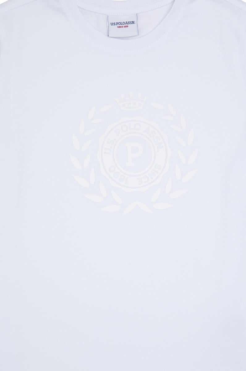 Erkek Çocuk Beyaz Bisiklet Yaka Tişört