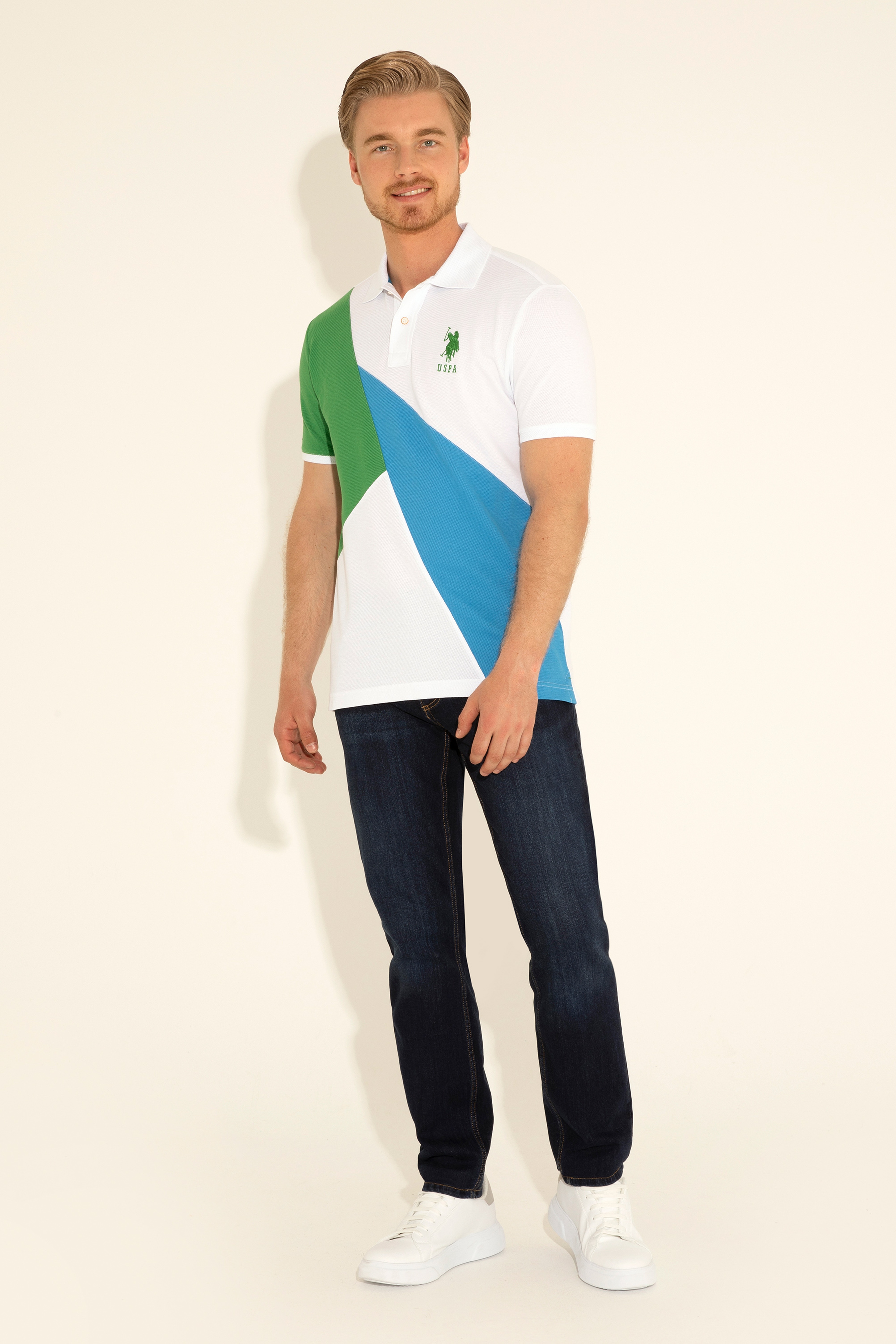 Erkek Regular Fit Polo Yaka Yeşil Tişört - Image 5