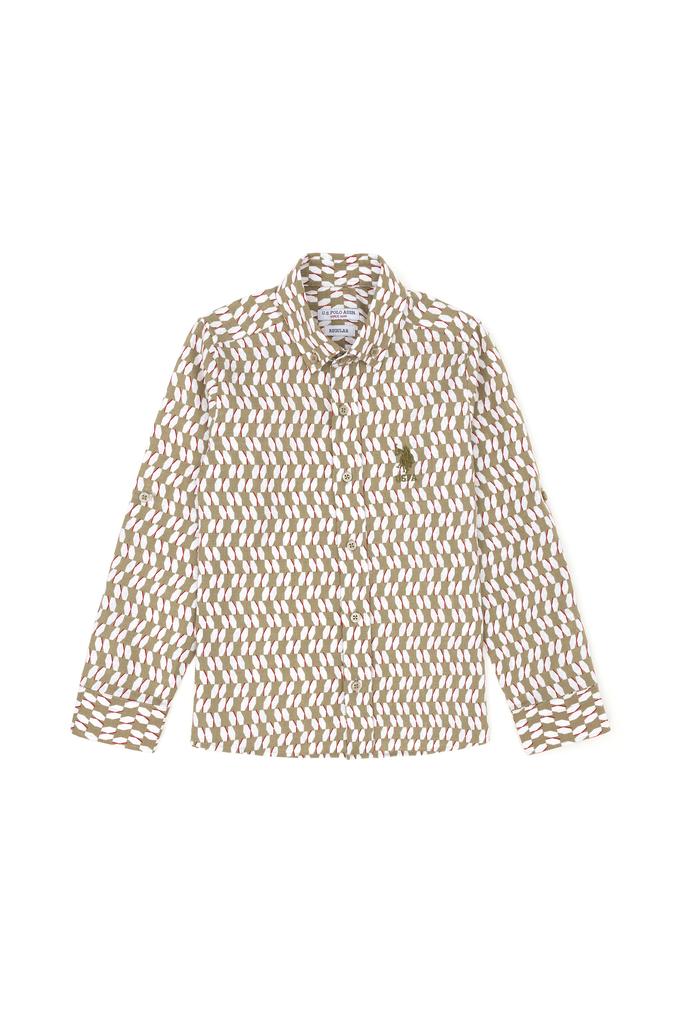 Erkek Çocuk Haki Uzun Kollu Gömlek