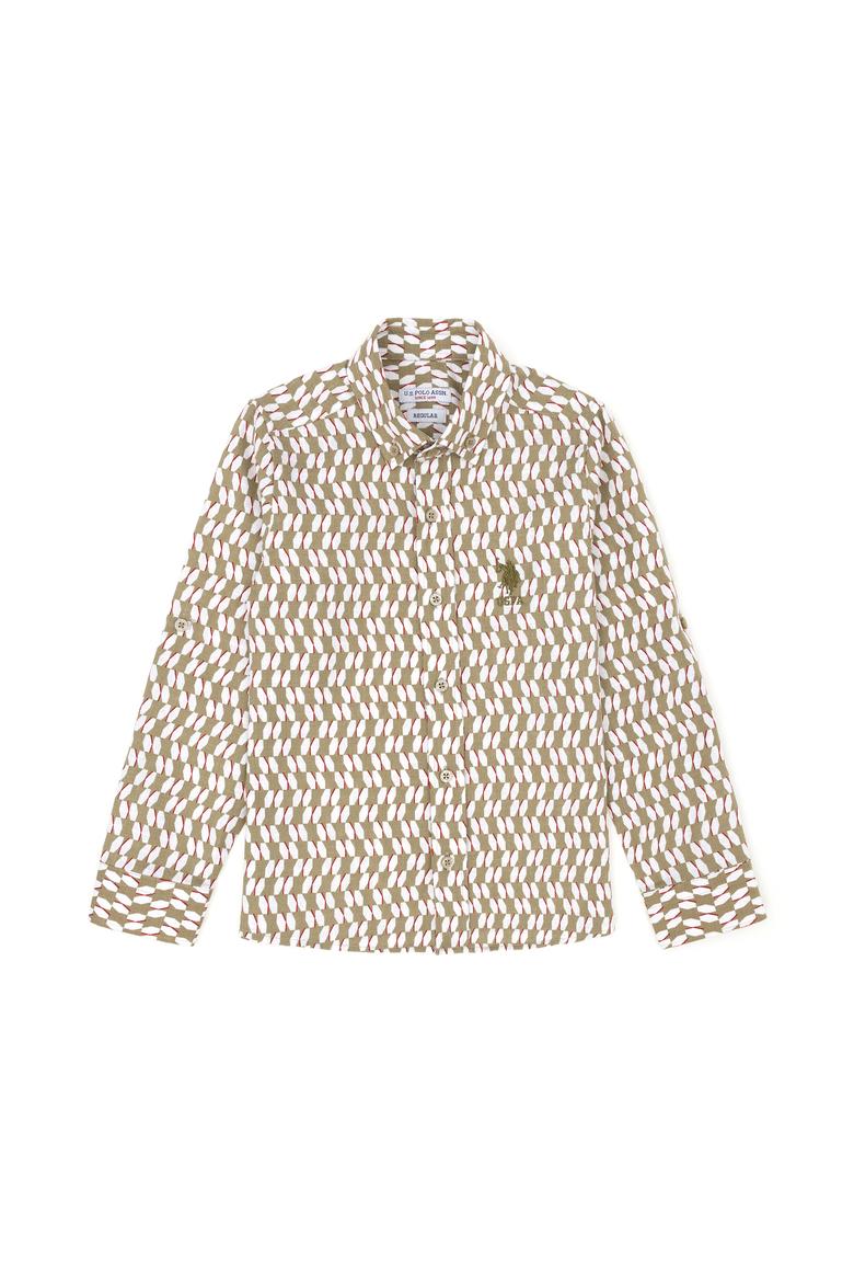 Erkek Çocuk Haki Uzun Kollu Gömlek