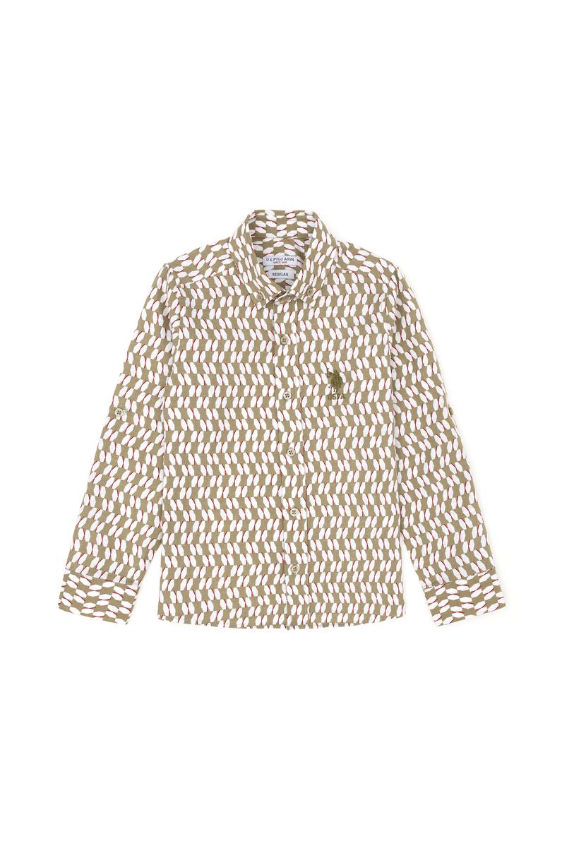 Erkek Çocuk Haki Uzun Kollu Gömlek