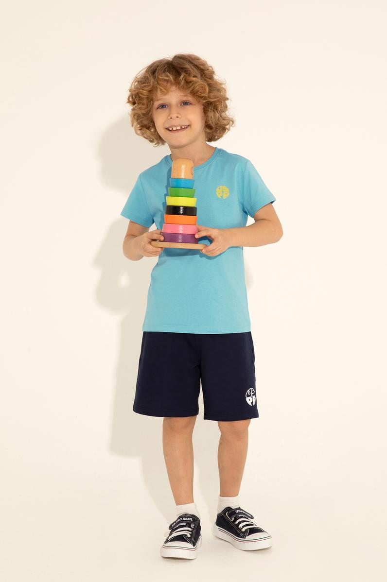 Erkek Çocuk Mint Bisiklet Yaka Tişört