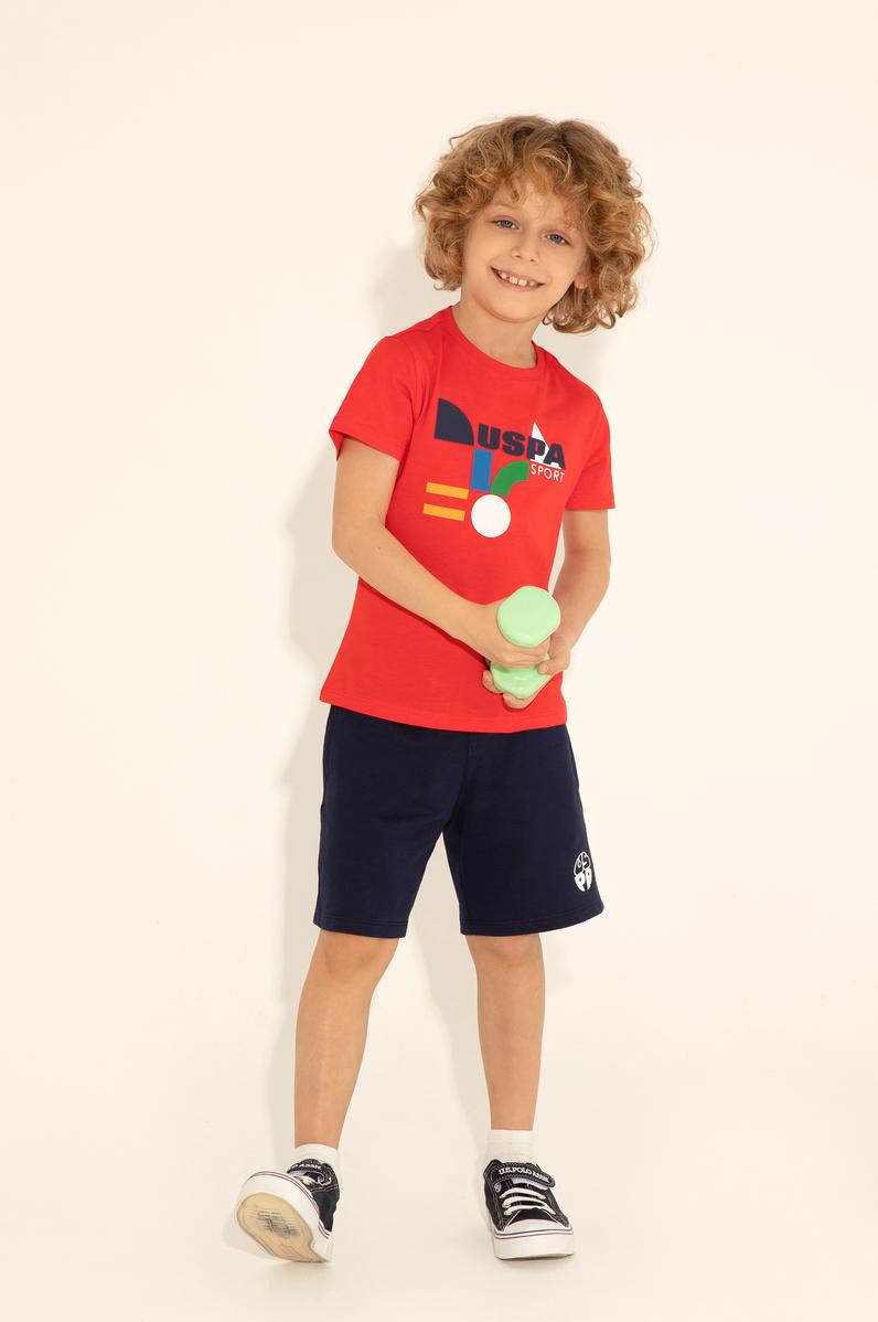 Erkek Çocuk Kırmızı Bisiklet Yaka Tişört